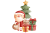 وکتور لایه باز نقاشی دیجیتال بابانوئل بامزه به همراه درخت کریسمس و هدایای کریسمس